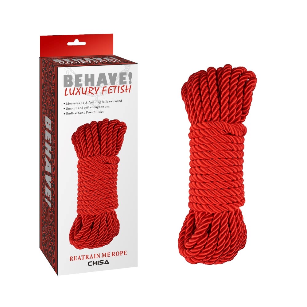 Behave Reatrain Me Bondage Rope Red - - Cuffs And Restraints