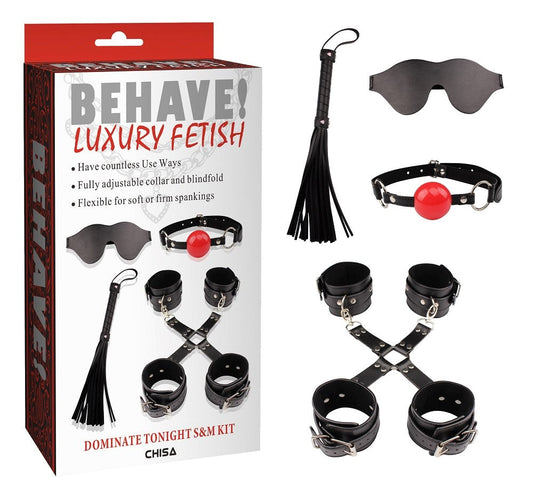 Behave Dominate Tonight Adjustable S&M Kit Black - Bondage Kits