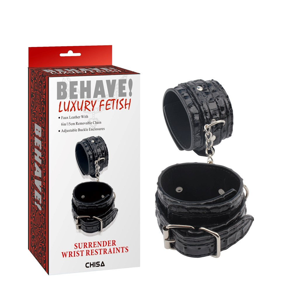 Behave Surrender Adjustable Wrist Restraints Black - - Cuffs And Restraints