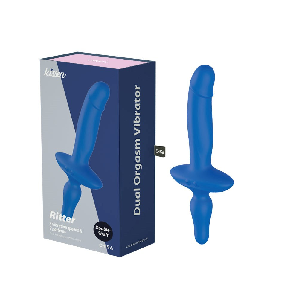 Kissen Ritter Double Orgasm Vibrating Silicone Dildo Blue - - Vibrating Dildos