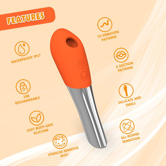 Lust Ripple Wallow Multi Function Clitoral Massager Orange - Clit Ticklers and Pulsators