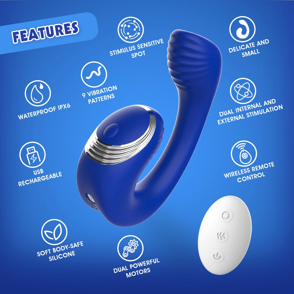 Lust Ripple Meteor Remote Control Clitoral Vibrator Blue - - Clit Ticklers and Pulsators