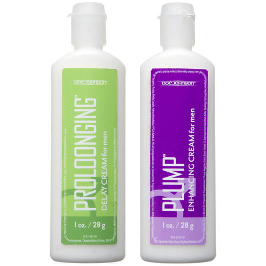 Doc Johnson Prolonging and Plump Cream for Men 2 Pack - Delay and Excite Sprays
