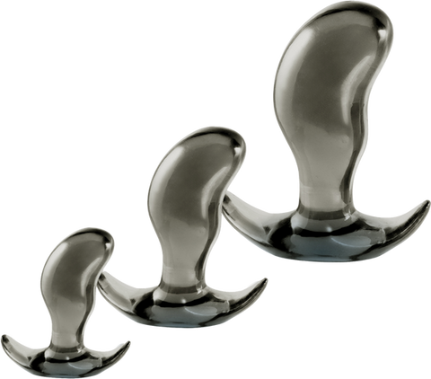 Black Axinite 3 In 1 Flexible and Hygienic Anal Plug Kit Set - Butt Plugs