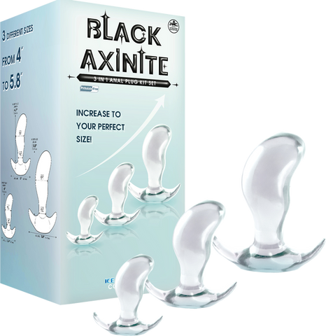 Black Axinite 3 In 1 Flexible and Hygienic Anal Plug Kit Set - Butt Plugs