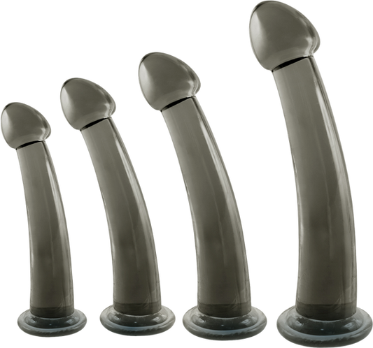 Black Axinite 4 In 1 Suction Cup Base Anal Plug Kit Set - Butt Plugs