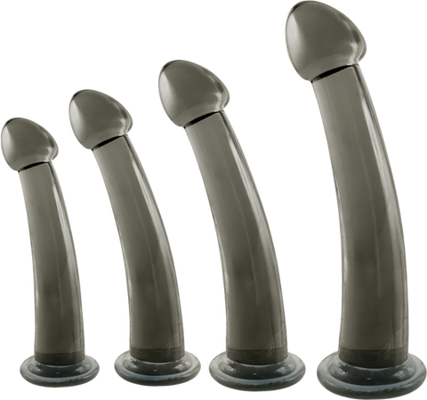 Black Axinite 4 In 1 Suction Cup Base Anal Plug Kit Set - Butt Plugs