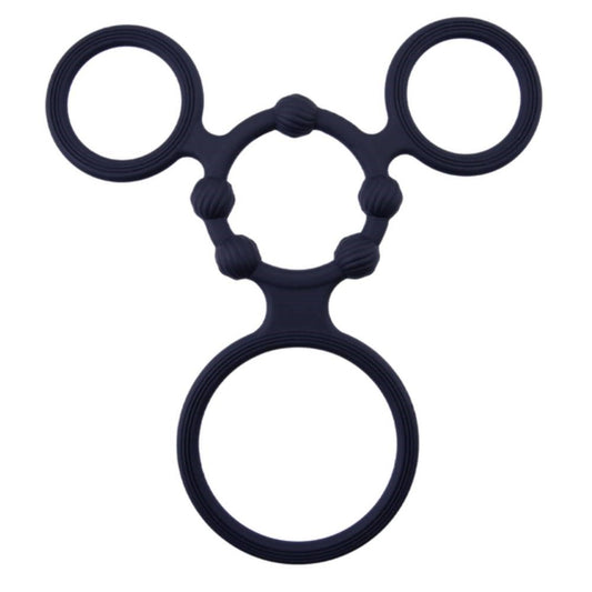 Enduring Silicone Triple Ring With Ball Stretcher - Ball Stretchers and Crushers