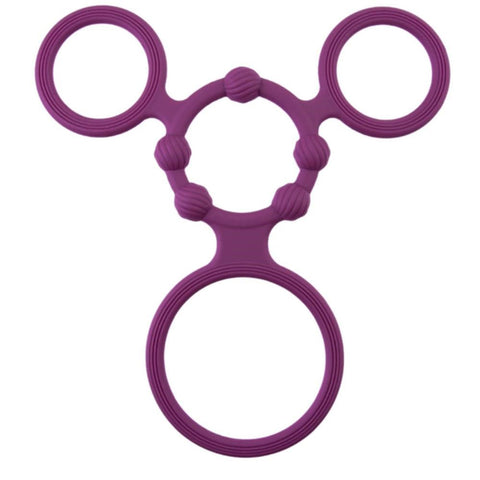Enduring Silicone Triple Ring With Ball Stretcher - Ball Stretchers and Crushers