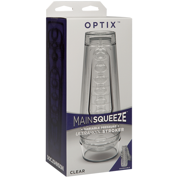 Main Squeeze OPTIX Uniquely Textured ULTRASKYN Male Masturbator Crystal Blue - Masturbators and Strokers