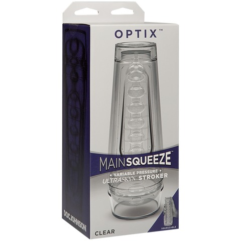 Main Squeeze OPTIX Uniquely Textured ULTRASKYN Male Masturbator Crystal Blue - Masturbators and Strokers