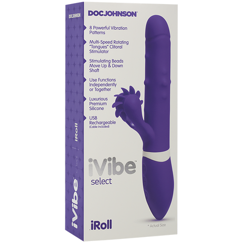 IVibe Iroll Multi Function Rabbit Vibrator With Rotating Tongue Purple - Rabbit Vibrators