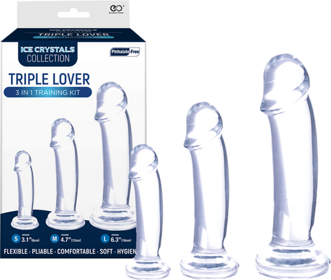 Ice Crystals Collection Triple Lover 3 In 1 Anal Plug Training Kit Clear - Butt Plugs