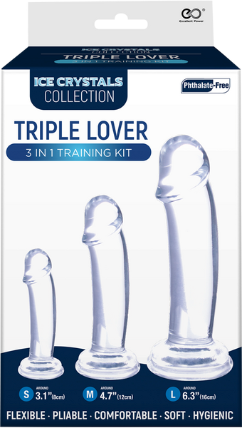 Ice Crystals Collection Triple Lover 3 In 1 Anal Plug Training Kit Clear - - Butt Plugs