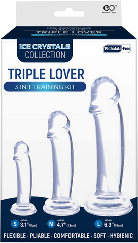Ice Crystals Collection Triple Lover 3 In 1 Anal Plug Training Kit Clear - Butt Plugs