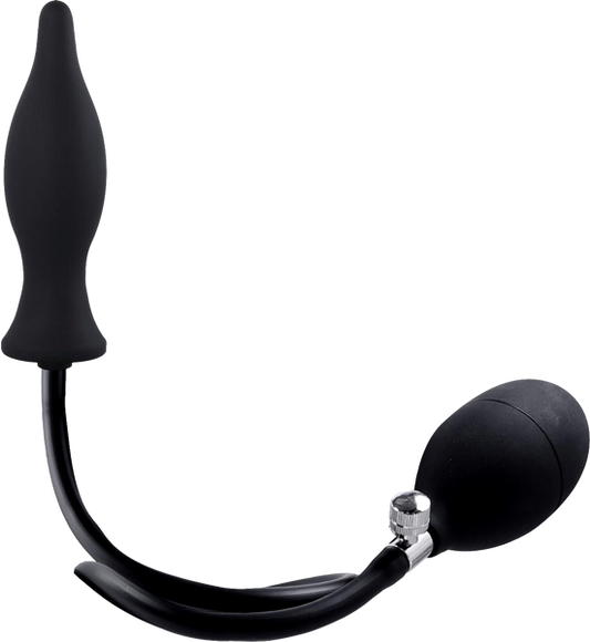 Strafe Inflatable Teardrop Silicone Butt Plug With Pumps Black - Butt Plugs