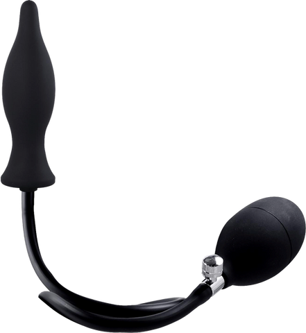 Strafe Inflatable Teardrop Silicone Butt Plug With Pumps Black - Butt Plugs