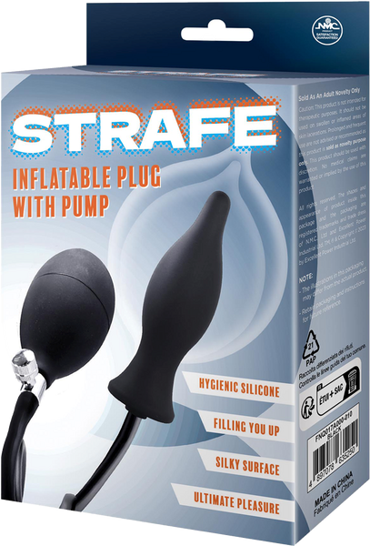 Strafe Inflatable Teardrop Silicone Butt Plug With Pumps Black - Butt Plugs