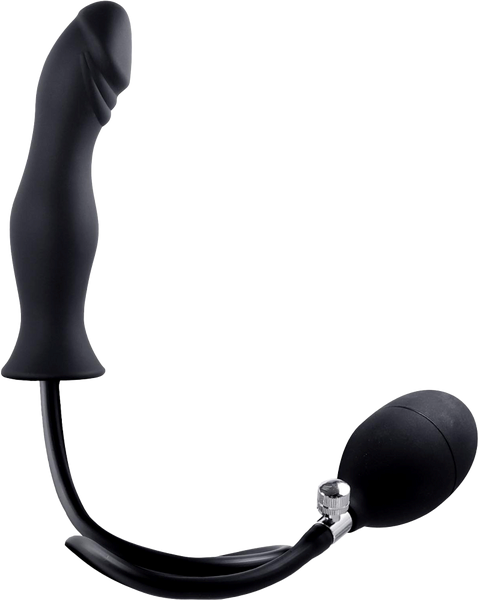 Strafe Inflatable Silicone Penis Shape Butt Plug With Pumps Black - Butt Plugs