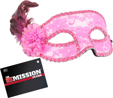 Sex Mission Feathered Masquerade BDSM Play Masks Pink - Masks And Blindfolds