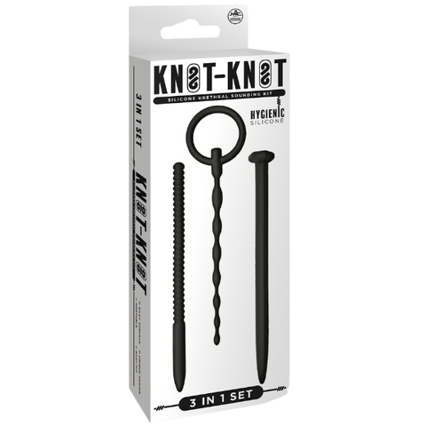 Knot Knot Nail Silicone Urethral Sounding Kit Black - Urethral Sounds