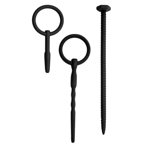 Knot Knot Screw Silicone Urethral Sounding Kit Black - Urethral Sounds