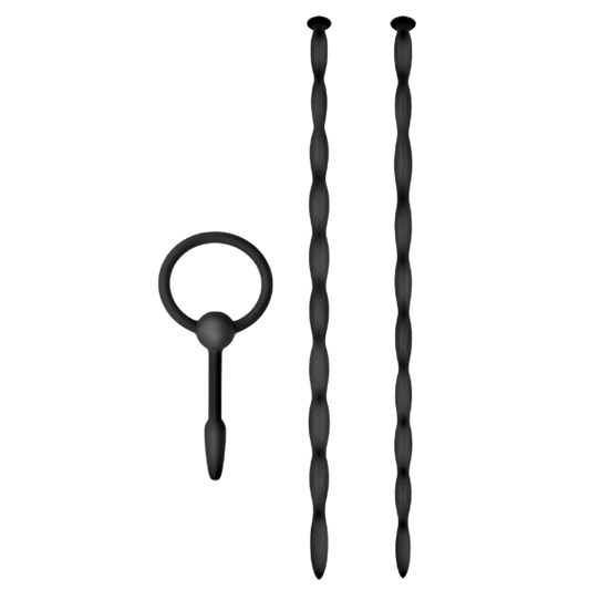Knot Knot Twist Silicone Urethral Sounding Kit Black - Urethral Sounds