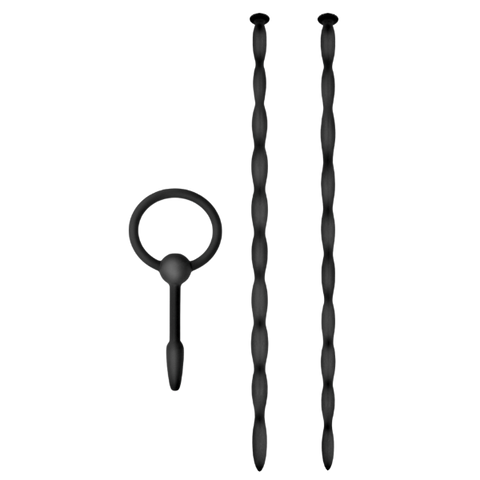 Knot Knot Twist Silicone Urethral Sounding Kit Black - Urethral Sounds
