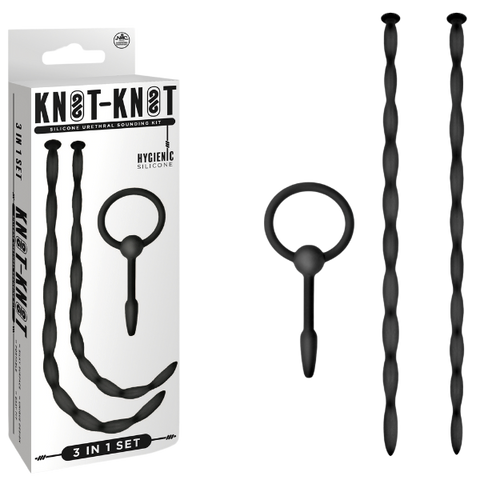 Knot Knot Twist Silicone Urethral Sounding Kit Black - Urethral Sounds