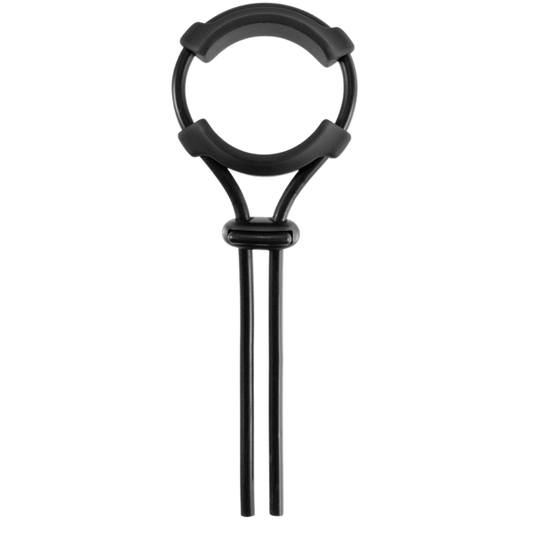 Jet Horny Adjustable Silicone Mens Cock Ornament Black - Stretchy Cock Rings