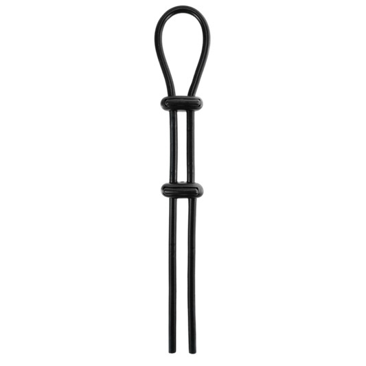 Jet Horny Adjustable Male Cock Ornament with Ball Strap Black - Stretchy Cock Rings