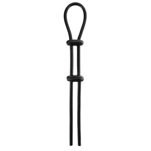 Jet Horny Adjustable Male Cock Ornament with Ball Strap Black - Stretchy Cock Rings
