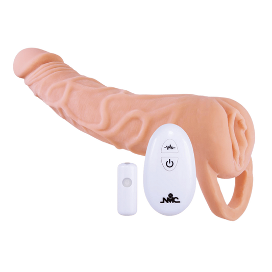 Excellent Power Remote Control 10 Function Penis Extendor 9 Inch Flesh - Penis Sleeves and Extenders