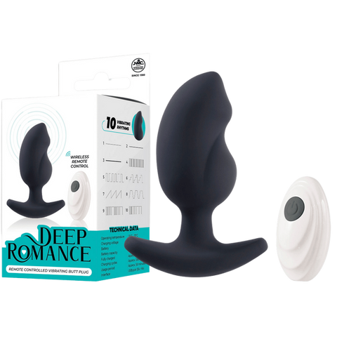 Deep Romance Remote Controlled Vibrating Butt Plug Black - Butt Plugs
