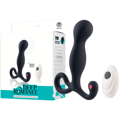 Deep Romance Remote Controlled Silicone Prostate Stimulator Black - Prostate Toys