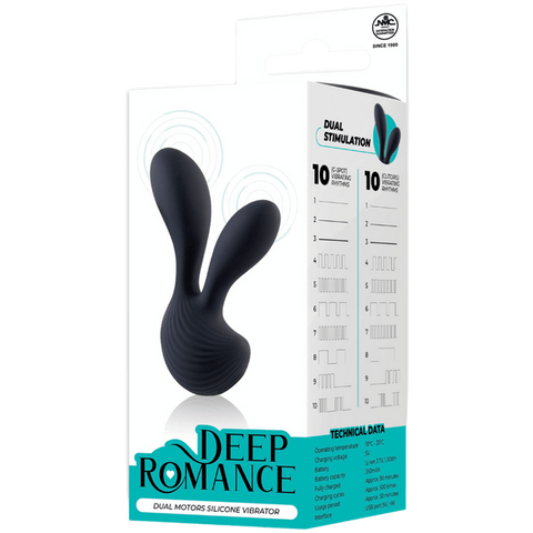 Deep Romance Dual Motors G Spot Silicone Vibrator Black - G-Spot Vibrators