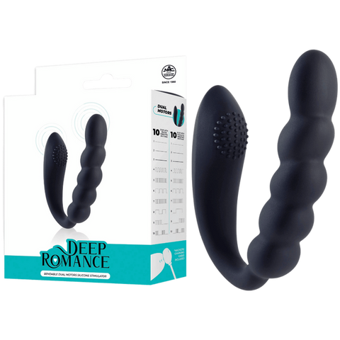 Deep Romance Bendable Dual Motors G Spot Silicone Massager Black - G-Spot Vibrators