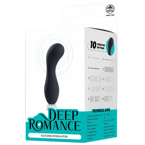 Deep Romance One Touch Control G Spot Silicone Stimulator Black - G-Spot Vibrators