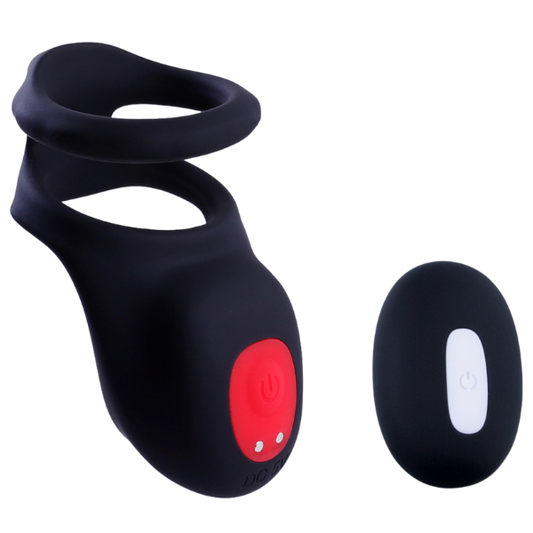 Giga Booster Cock & Scrotal Ring With Clit Stimulator Black - Vibrating Cock Rings