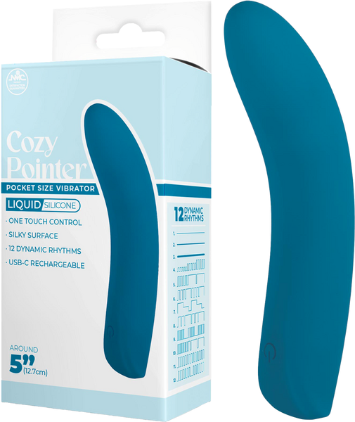 Excellent Power Cozy Pointer 10 Function G Spot Silicone Vibrator Blue - - G-Spot Vibrators