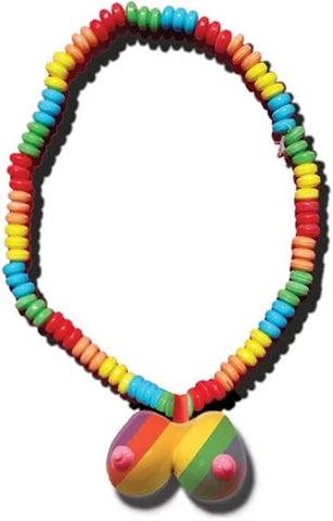 Rainbow Edible Boobie Candy Necklace - Party Gifts and Novelties