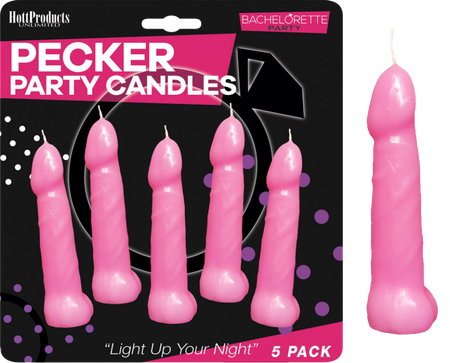 Hott Products Bachelorette Pecker Party Candle 5 Pack Pink - Party Gifts and Novelties