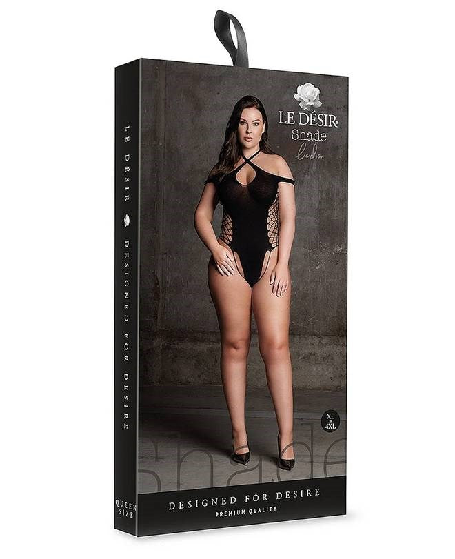 Le Desir Shade Leda XIII Body with Crossed Neckline and Off Shoulder Straps Black - - Teddies and Bodysuits