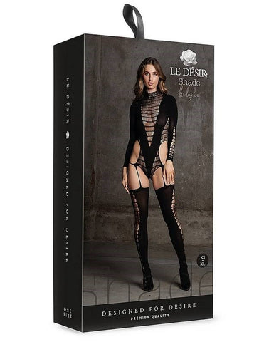 Le Desir Shade Kalyke XXIII Womens Bodystocking with Turtleneck Black - Body Stockings
