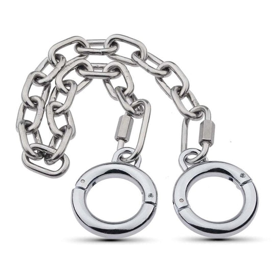 BDStyle Class Stainless Steel BDSM Play Thumb Cuffs - Steel Sex Toys