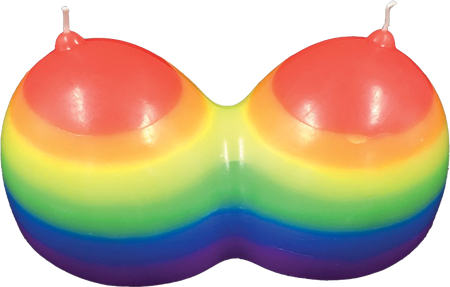 Rainbow Jumbow Boobie Shape Novelty Candle - Party Gifts and Novelties