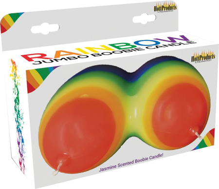 Rainbow Jumbow Boobie Shape Novelty Candle - Party Gifts and Novelties