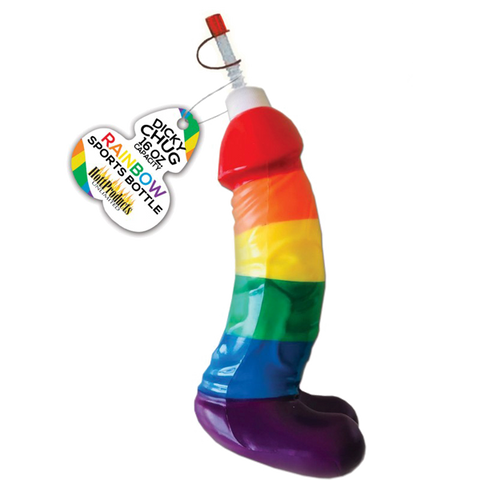 Rainbow Dicky Chug Novelty Sports Bottle - Party Gifts and Novelties