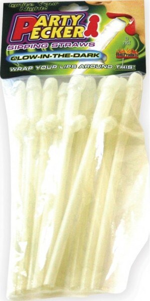 Hott Products Party Pecker Sipping Penis Shape Straws Glow In The Dark - Party Gifts and Novelties