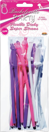 Bachelorette Party Dicky Straws 10 Pack 12 Inch - Party Gifts and Novelties